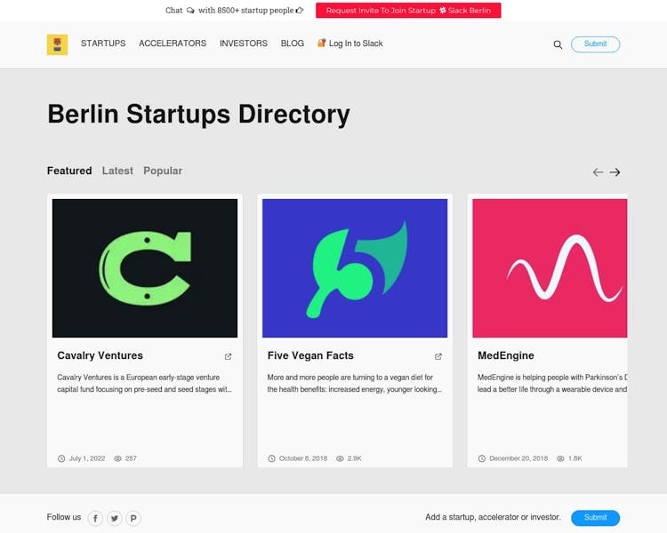Berlin Startups Directory Screenshot