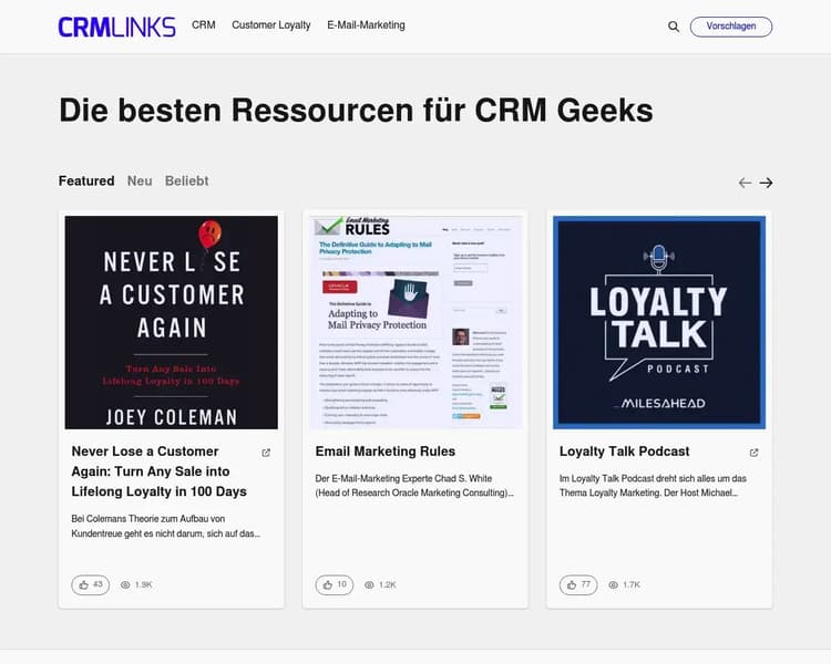 CRM Links Screenshot